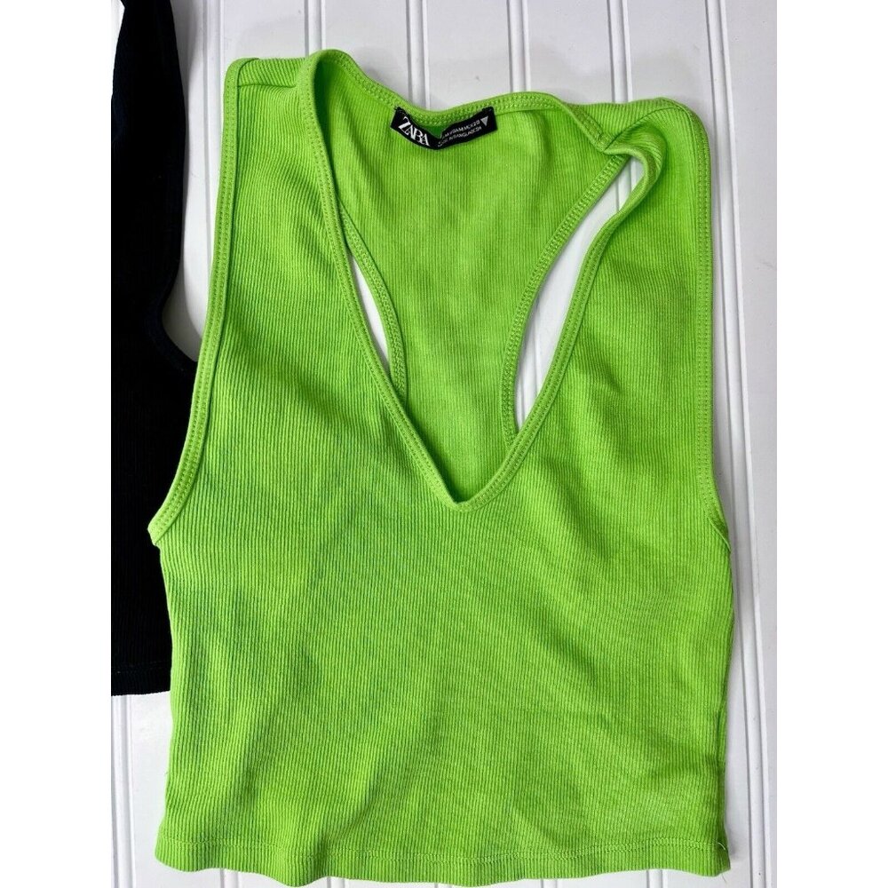 ZARA Women's Lot/2 Ribbed Racerback Crop Tanks Medium